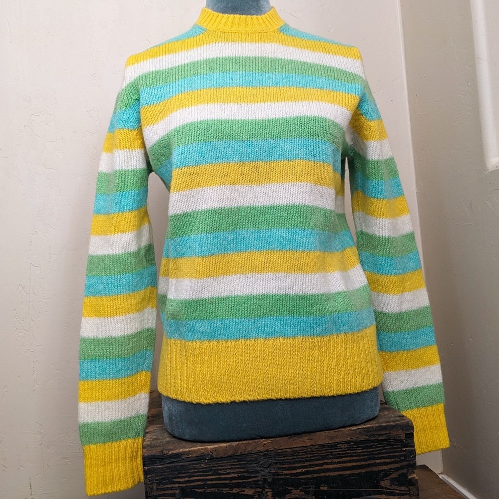 Vintage Braemar Scottish Shetland Wool Sweater Men's 38 Striped Eclectic Grandpa - Picture 2 of 14